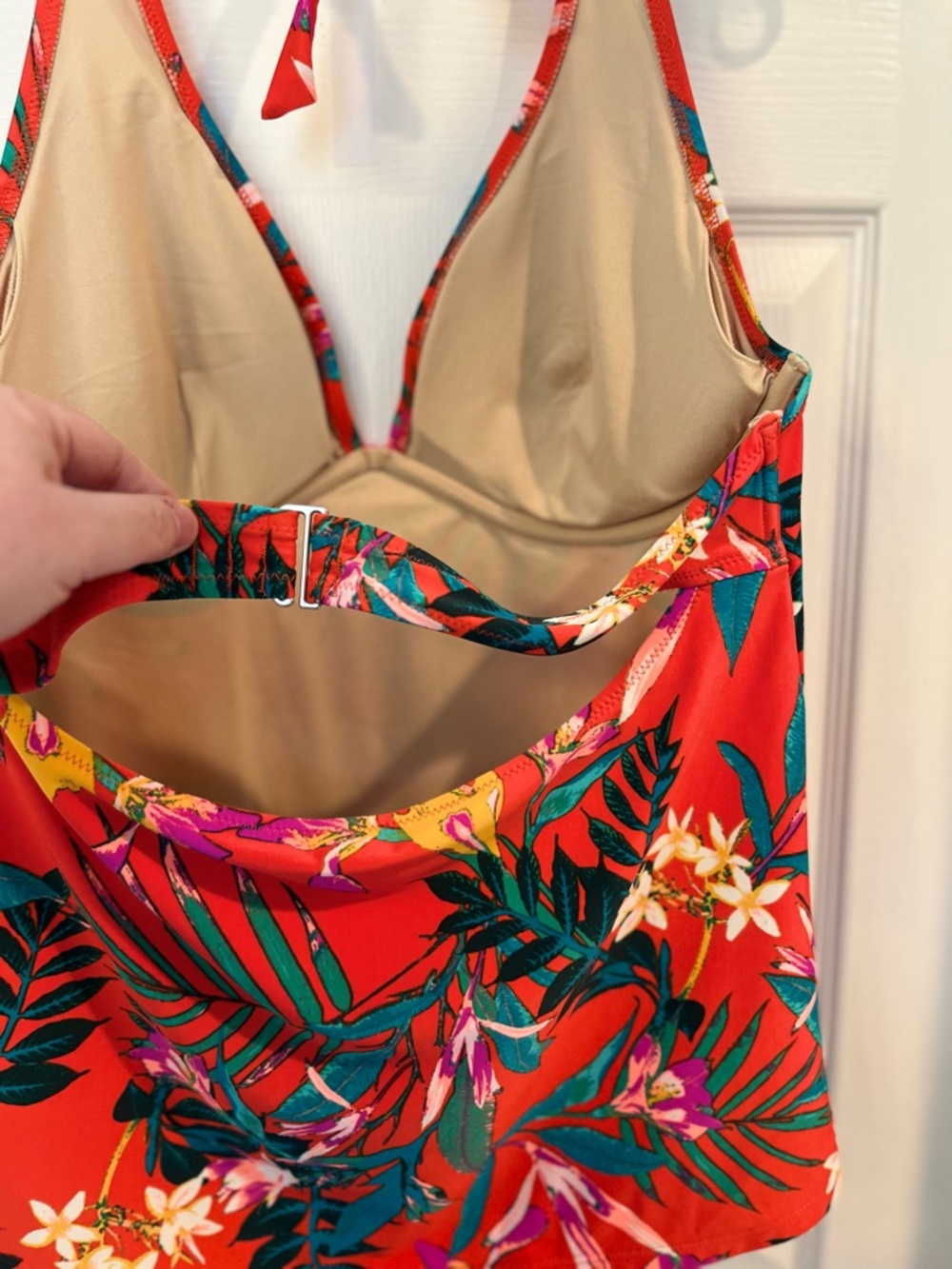 Old Navy Women’s Swimsuit Bathing Suit Tropical Halter Tankini Top Bright XL - Picture 6 of 9